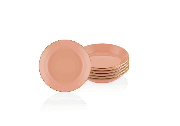 The Mia Basic Assiette Plate Lot de 6 Rose Saumon - 20 cm - Exporgin | Site d'achat mondial