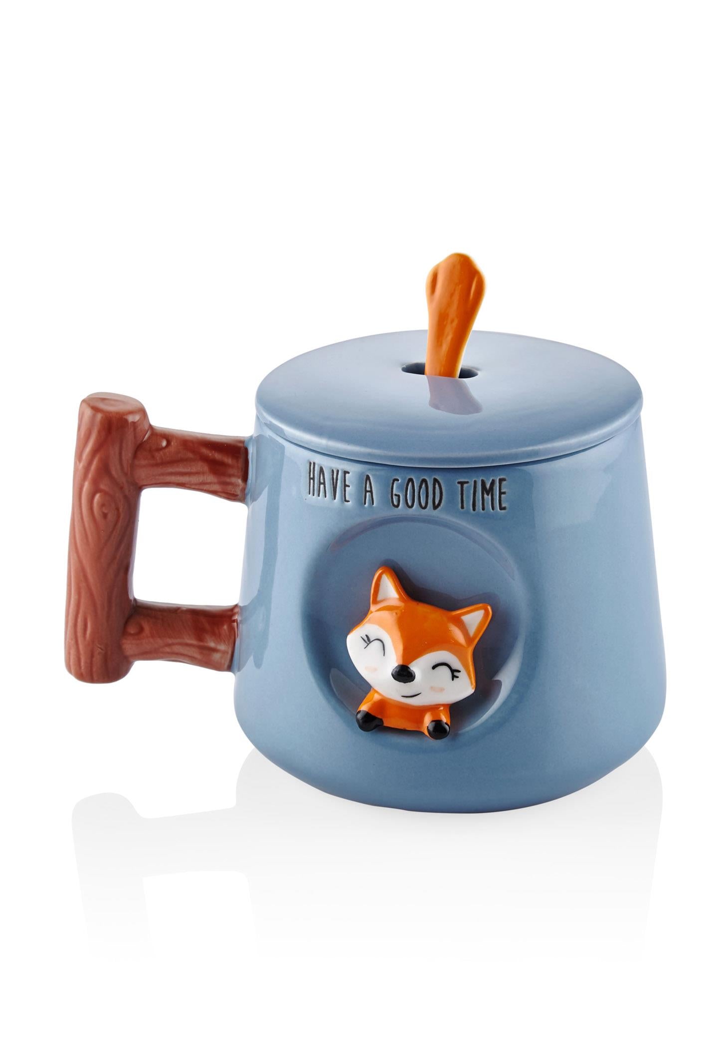 Fox Lid and Spoon Mug 370 ml