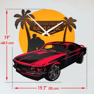 Time Reflection Classic American Car - Orologio da parete in legno fatto a mano a forma 3D - Exporgin | Türkiye Viene da te