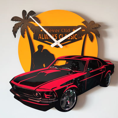 Time Reflection Classic American Car - Shaped 3D Handmade Wooden Wall Clock - Exporgin | Türkiye Comes to You