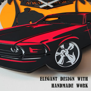 Time Reflection Classic American Car - Orologio da parete in legno fatto a mano a forma 3D - Exporgin | Türkiye Viene da te