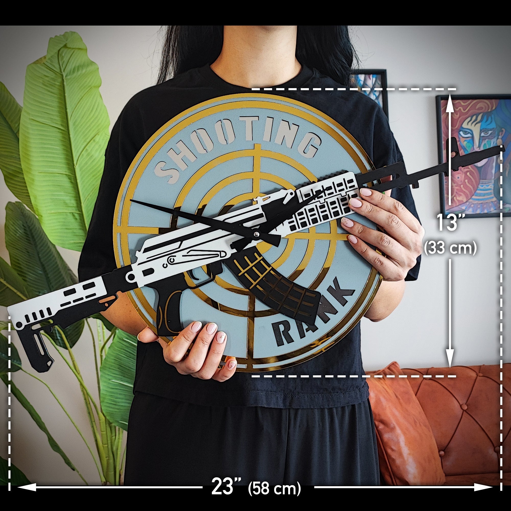 Time Reflection Machine Gun - Shaped 3D Handmade Wall Clock - Exporgin | Türkiye Comes to You