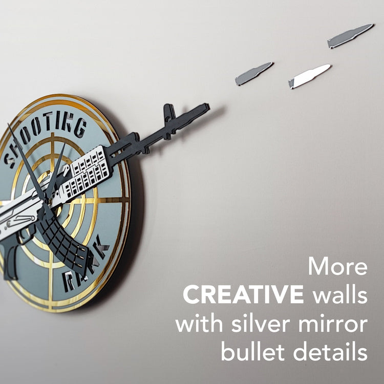 Time Reflection Machine Gun - Shaped 3D Handmade Wall Clock - Exporgin | Türkiye Comes to You