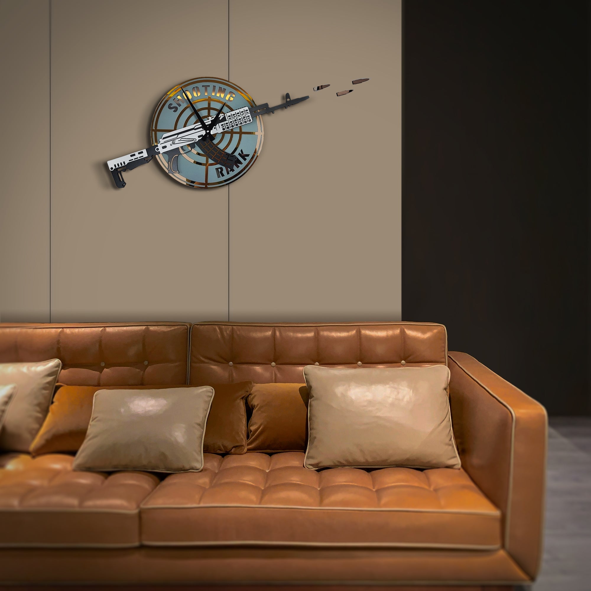 Time Reflection Machine Gun - Shaped 3D Handmade Wall Clock - Exporgin | Türkiye Comes to You