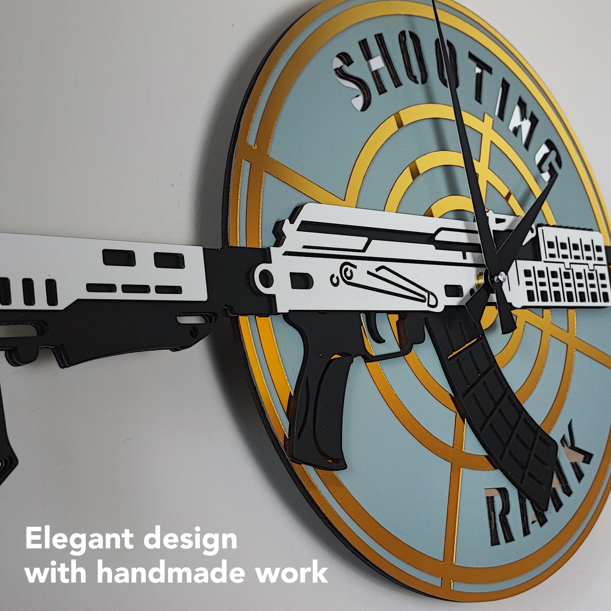 Time Reflection Machine Gun - Shaped 3D Handmade Wall Clock - Exporgin | Türkiye Comes to You