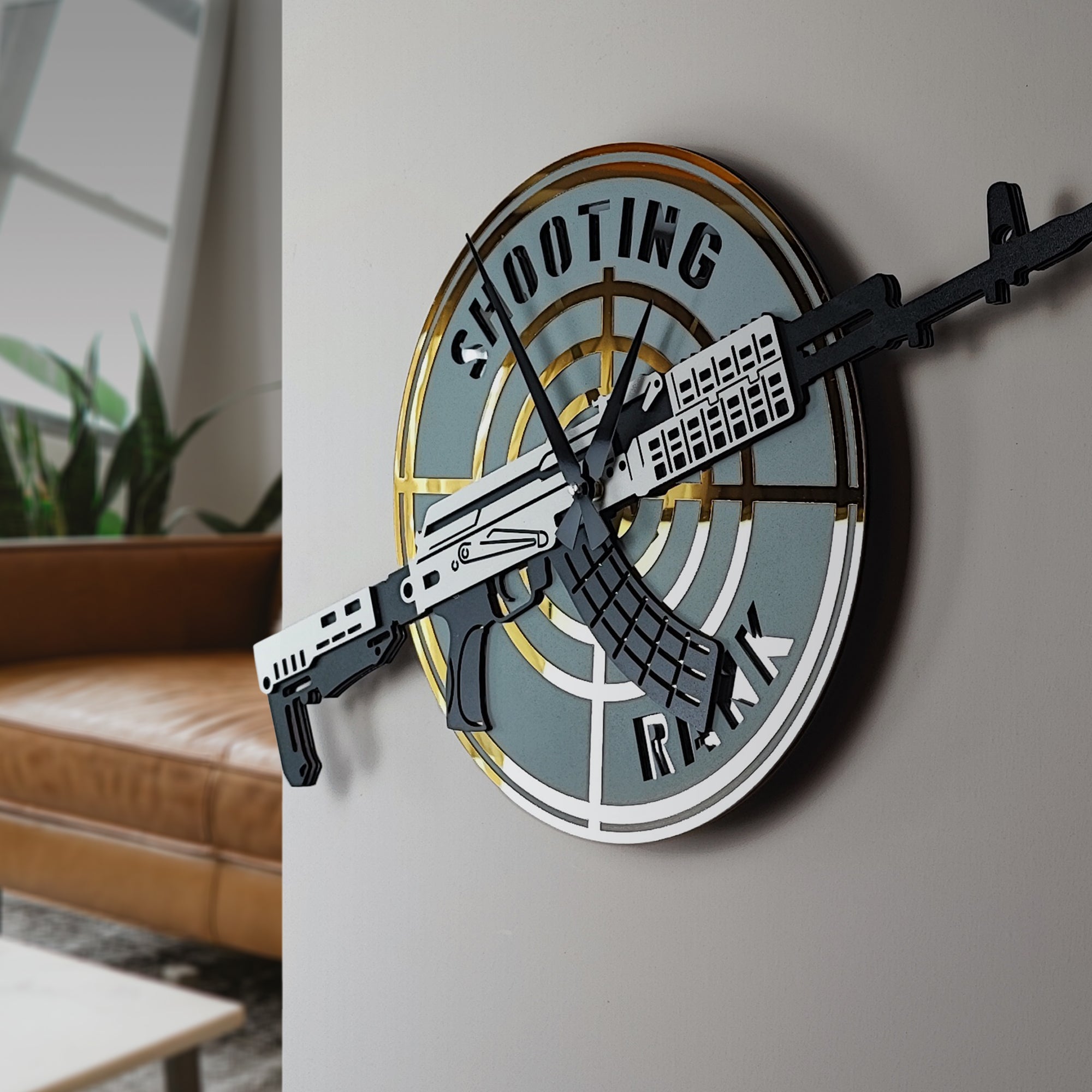 Time Reflection Machine Gun - Shaped 3D Handmade Wall Clock - Exporgin | Türkiye Comes to You