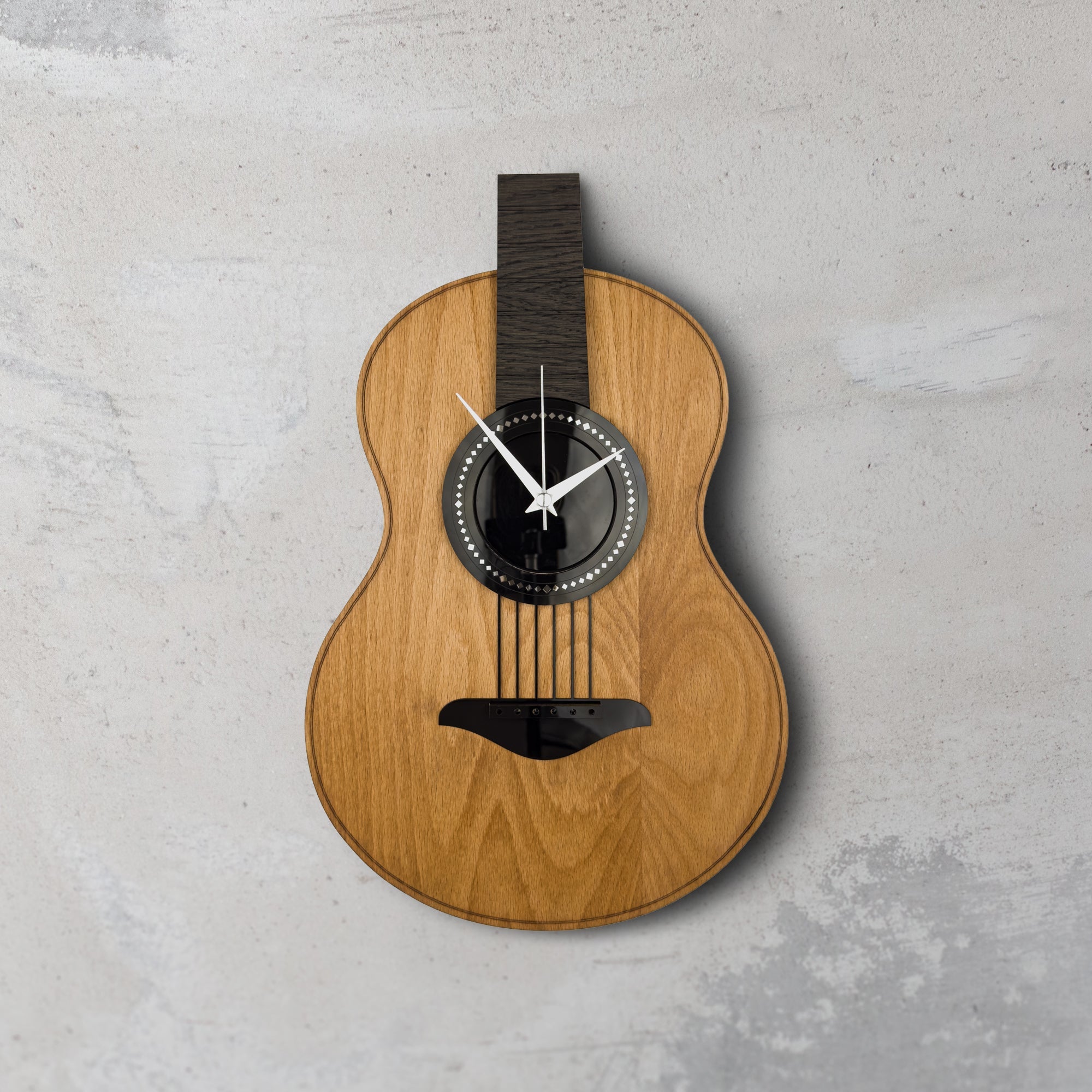 Time Reflection Realistic Classical Guitar - Shaped 3D Handmade Wooden Wall Clock - Exporgin | Türkiye Comes to You