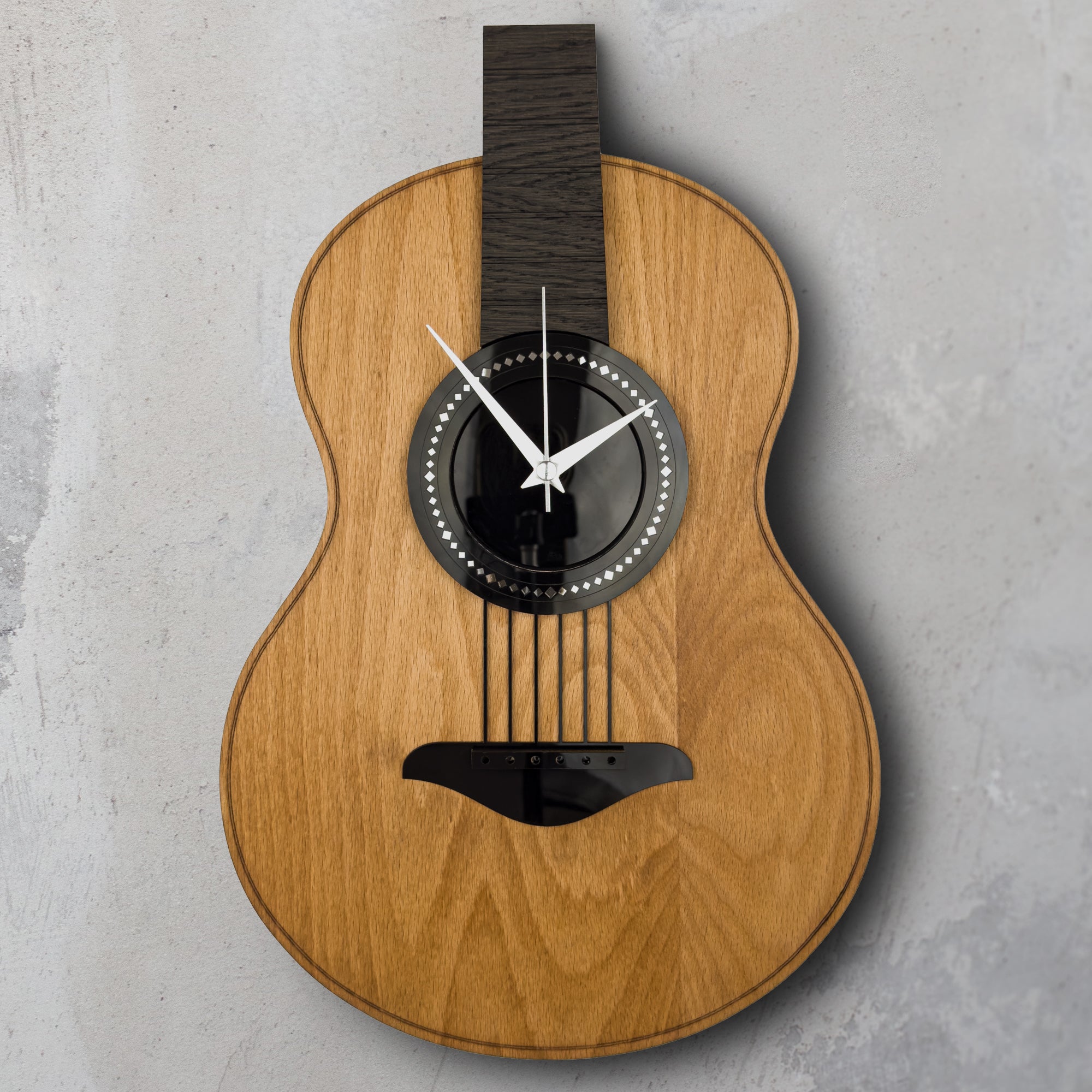 Time Reflection Realistic Classical Guitar - Shaped 3D Handmade Wooden Wall Clock - Exporgin | Türkiye Comes to You