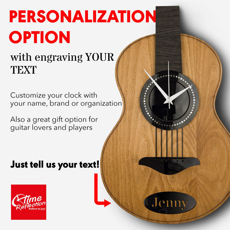 Time Reflection Realistic Classical Guitar - Shaped 3D Handmade Wooden Wall Clock - Exporgin | Türkiye Comes to You