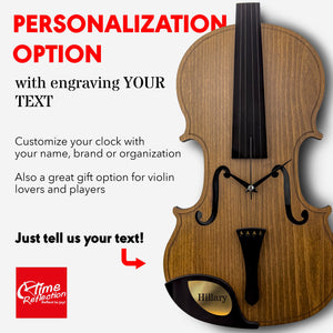 Time Reflection Realistic Violin - Shaped 3D Handmade Wooden Wall Clock - Exporgin | Türkiye Comes to You