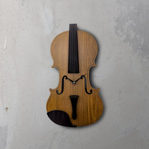 Time Reflection Realistic Violin - Shaped 3D Handmade Wooden Wall Clock - Exporgin | Türkiye Comes to You