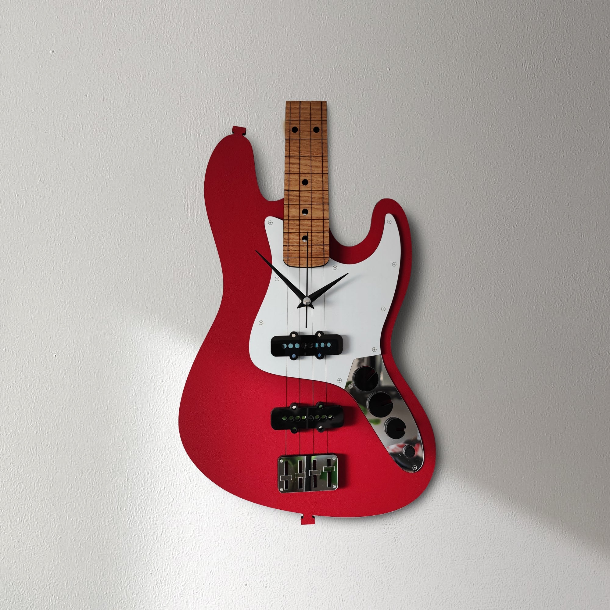 Time Reflection Ultra Realistic Bass Guitar - Shaped 3D Handmade Wooden Wall Clock - Exporgin | Türkiye Comes to You