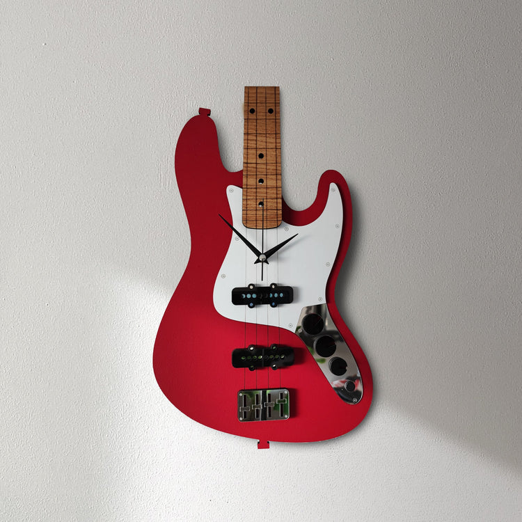 Time Reflection Ultra Realistic Bass Guitar - Shaped 3D Handmade Wooden Wall Clock - Exporgin | Türkiye Comes to You