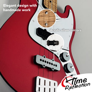 Time Reflection Ultra Realistic Bass Guitar - Shaped 3D Handmade Wooden Wall Clock - Exporgin | Türkiye Comes to You