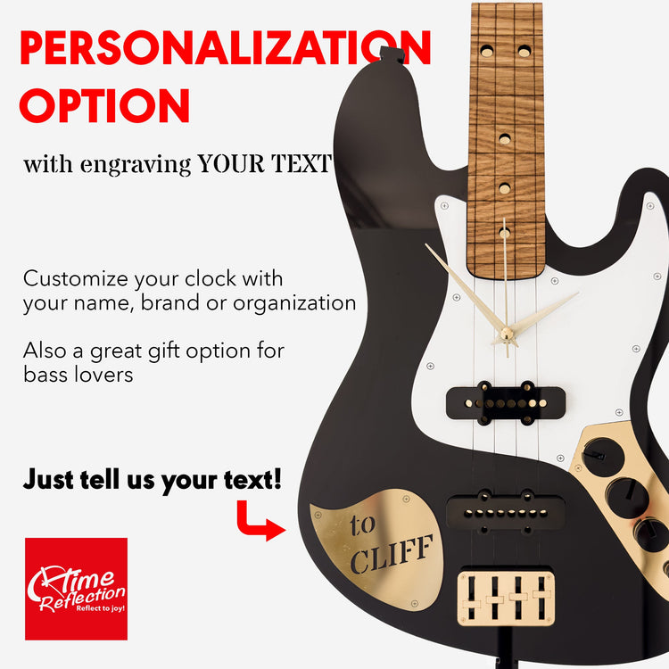 Time Reflection Ultra Realistic Bass Guitar - Shaped 3D Handmade Wooden Wall Clock - Exporgin | Türkiye Comes to You
