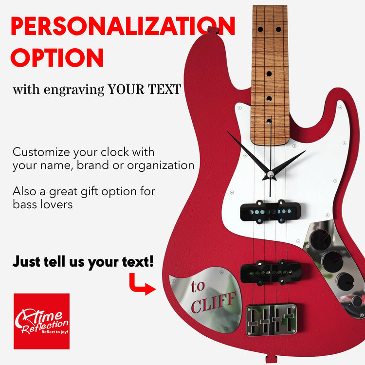 Time Reflection Ultra Realistic Bass Guitar - Shaped 3D Handmade Wooden Wall Clock - Exporgin | Türkiye Comes to You