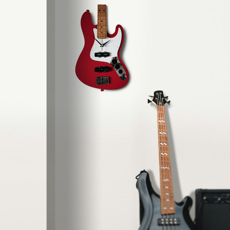 Time Reflection Ultra Realistic Bass Guitar - Shaped 3D Handmade Wooden Wall Clock - Exporgin | Türkiye Comes to You