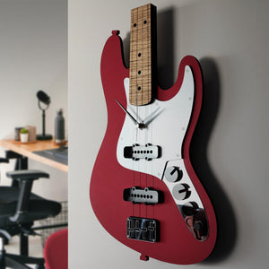 Time Reflection Ultra Realistic Bass Guitar - Shaped 3D Handmade Wooden Wall Clock - Exporgin | Türkiye Comes to You
