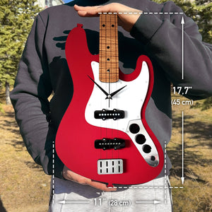 Time Reflection Ultra Realistic Bass Guitar - Shaped 3D Handmade Wooden Wall Clock - Exporgin | Türkiye Comes to You