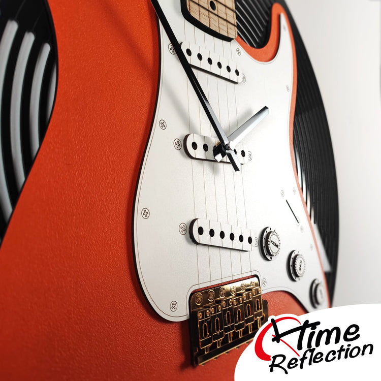 Time Reflection Ultra Realistic Classic Electric Guitar–Shaped 3D Handcrafted Wooden Wall Clock - Exporgin | Türkiye Comes to You