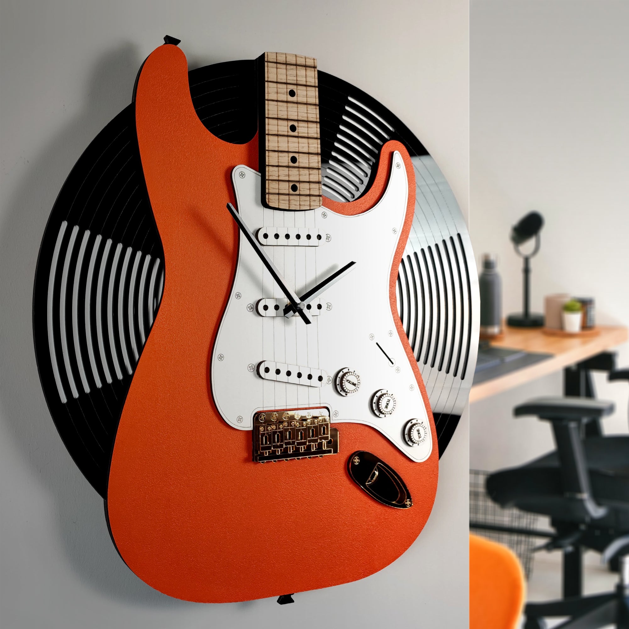 Time Reflection Ultra Realistic Classic Electric Guitar–Shaped 3D Handcrafted Wooden Wall Clock - Exporgin | Türkiye Comes to You