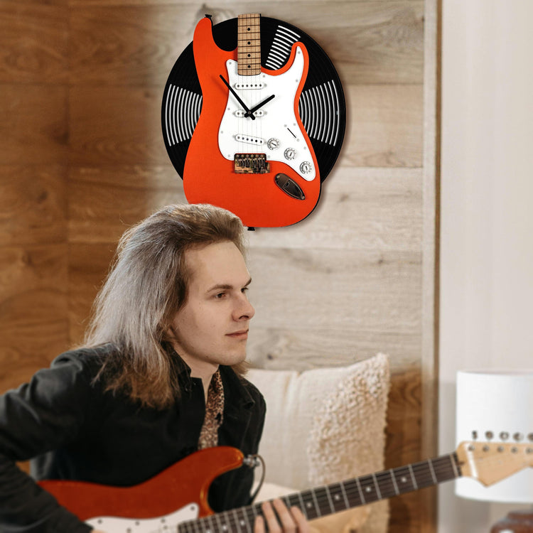 Time Reflection Ultra Realistic Classic Electric Guitar–Shaped 3D Handcrafted Wooden Wall Clock - Exporgin | Türkiye Comes to You