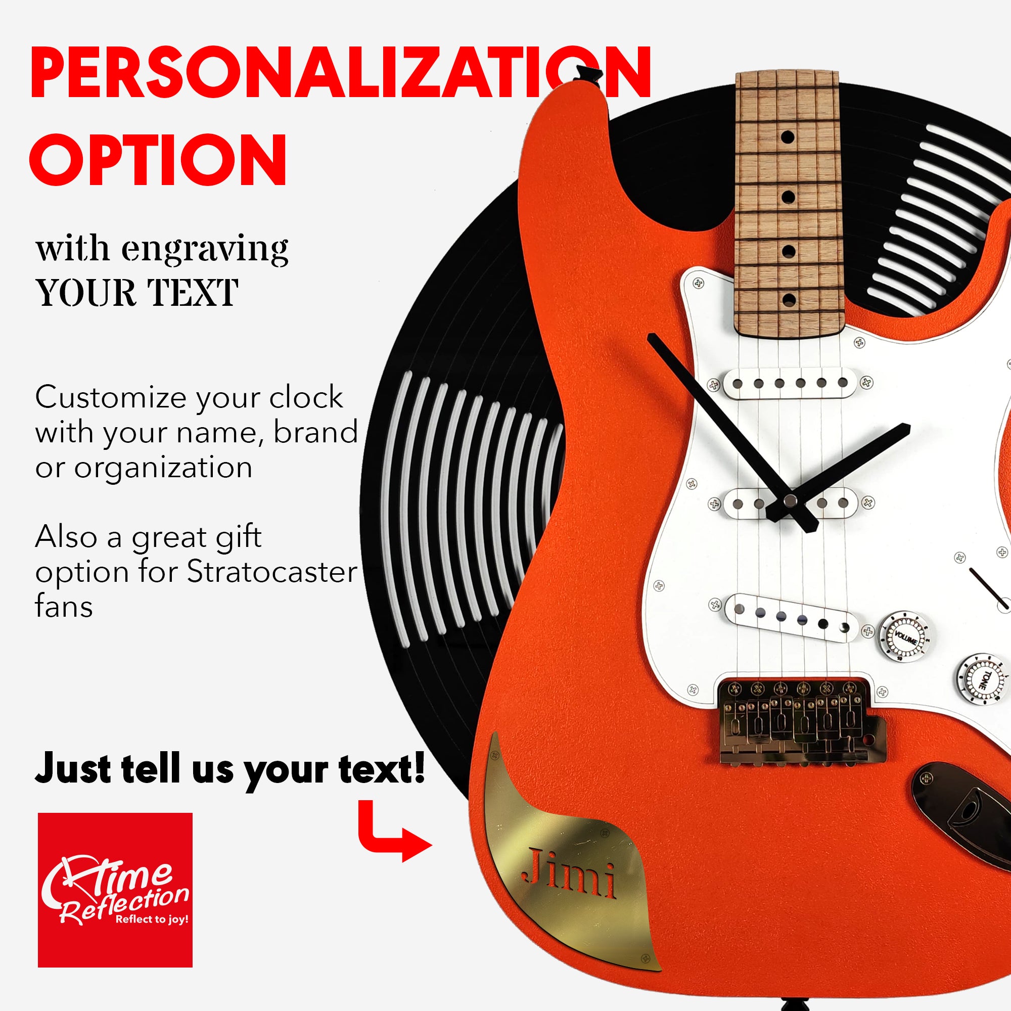 Time Reflection Ultra Realistic Classic Electric Guitar–Shaped 3D Handcrafted Wooden Wall Clock - Exporgin | Türkiye Comes to You