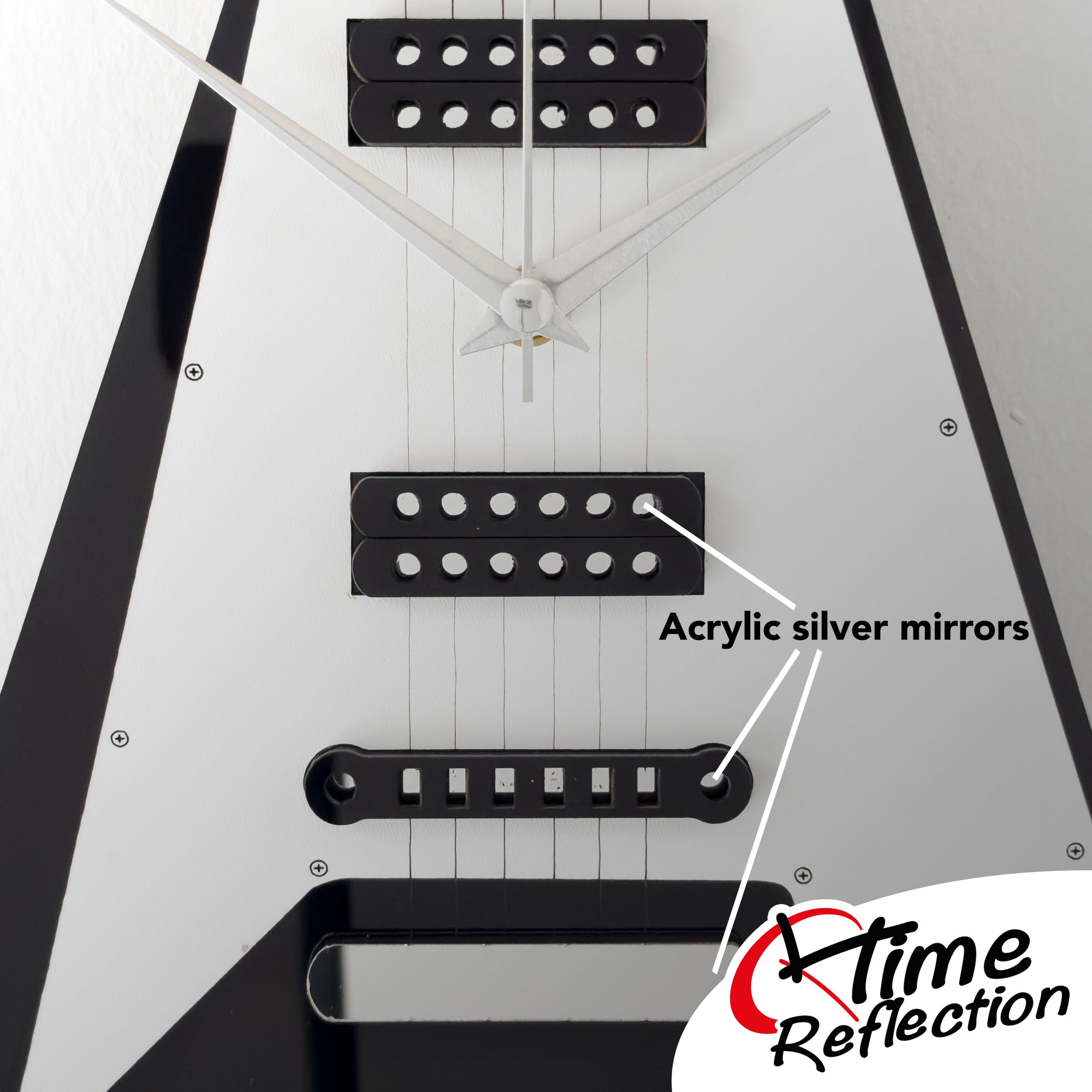 Time Reflection Ultra Realistic V Guitar - Shaped 3D Handmade Wooden Wall Clock - Exporgin | Türkiye Comes to You
