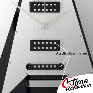 Time Reflection Ultra Realistic V Guitar - Shaped 3D Handmade Wooden Wall Clock - Exporgin | Türkiye Comes to You