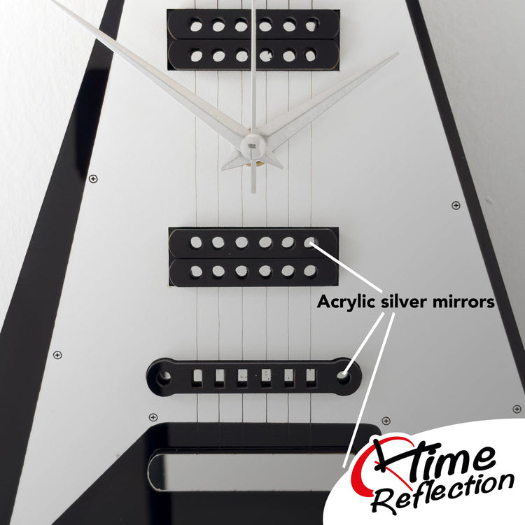 Time Reflection Ultra Realistic V Guitar - Shaped 3D Handmade Wooden Wall Clock - Exporgin | Türkiye Comes to You