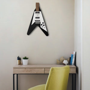 Time Reflection Ultra Realistic V Guitar - Shaped 3D Handmade Wooden Wall Clock - Exporgin | Türkiye Comes to You