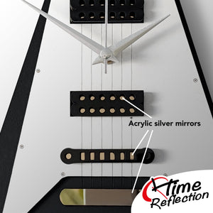 Time Reflection Ultra Realistic V Guitar - Shaped 3D Handmade Wooden Wall Clock - Exporgin | Türkiye Comes to You