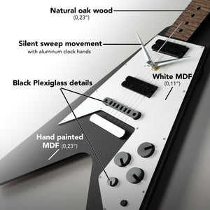 Time Reflection Ultra Realistic V Guitar - Shaped 3D Handmade Wooden Wall Clock - Exporgin | Türkiye Comes to You