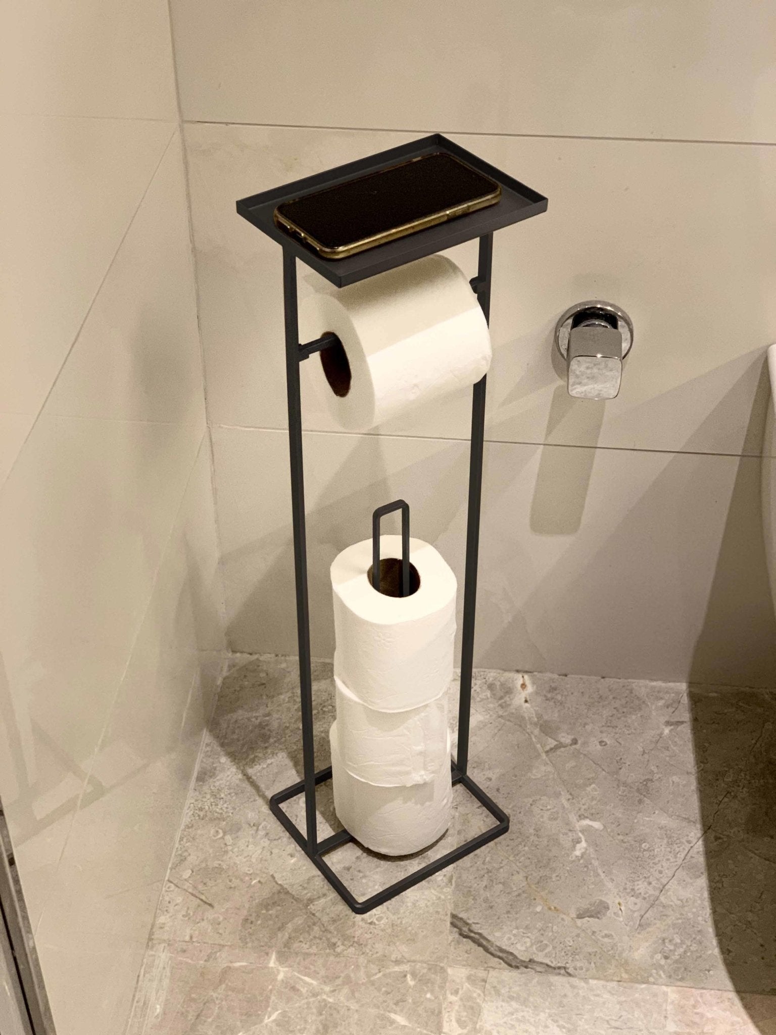 Toilet Paper Stand with Tray Black 54x15x12 cm - Exporgin | Türkiye Comes to You