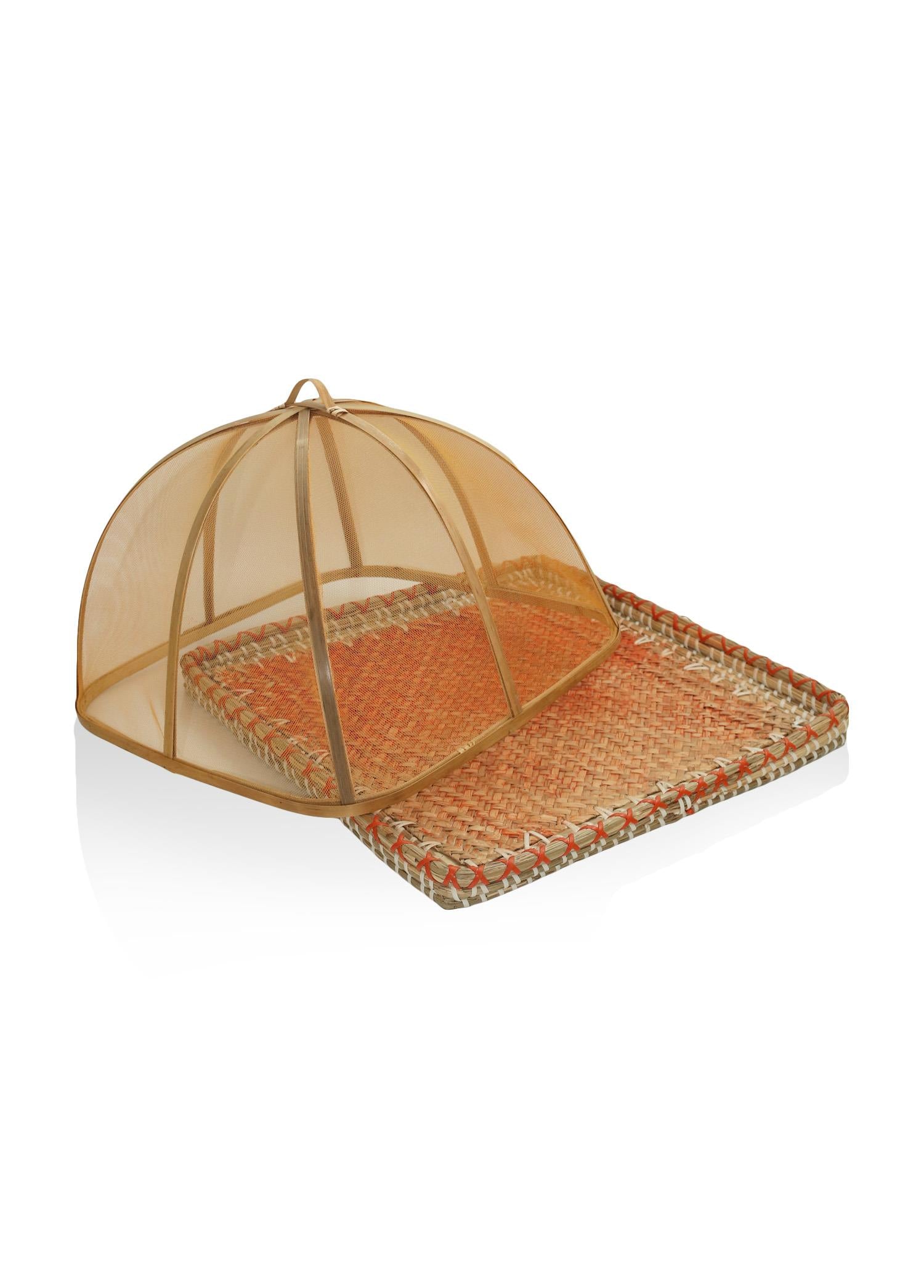 Transparent Bamboo Wicker Tray 38x38x24 cm