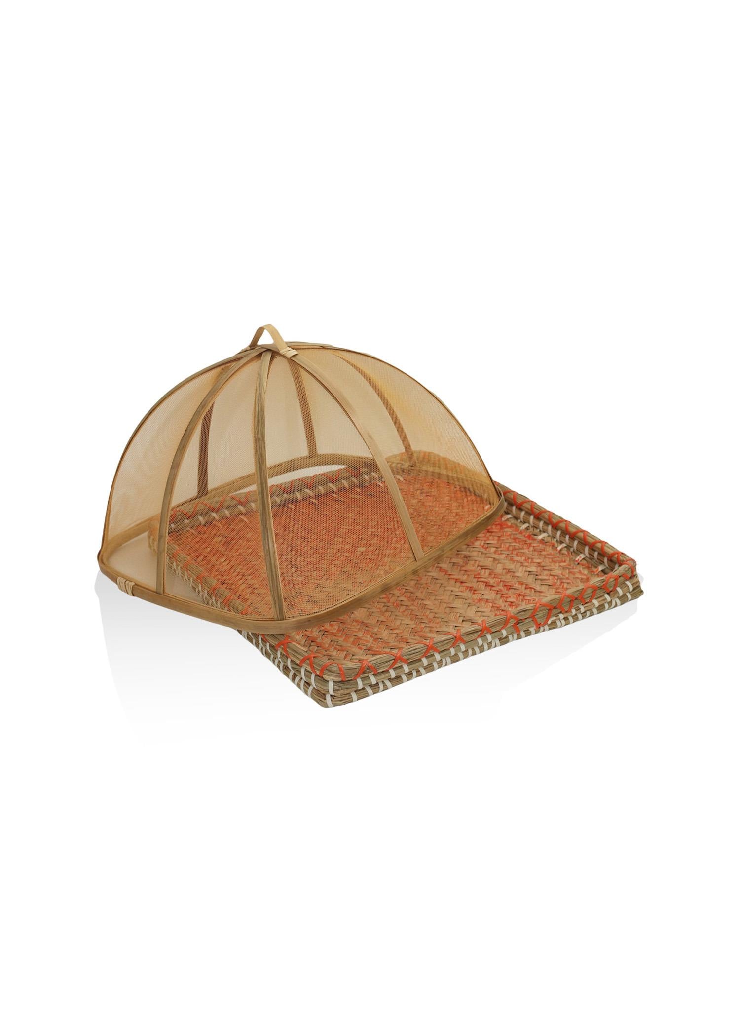 Transparent Bamboo Wicker Tray 32x32x18 cm