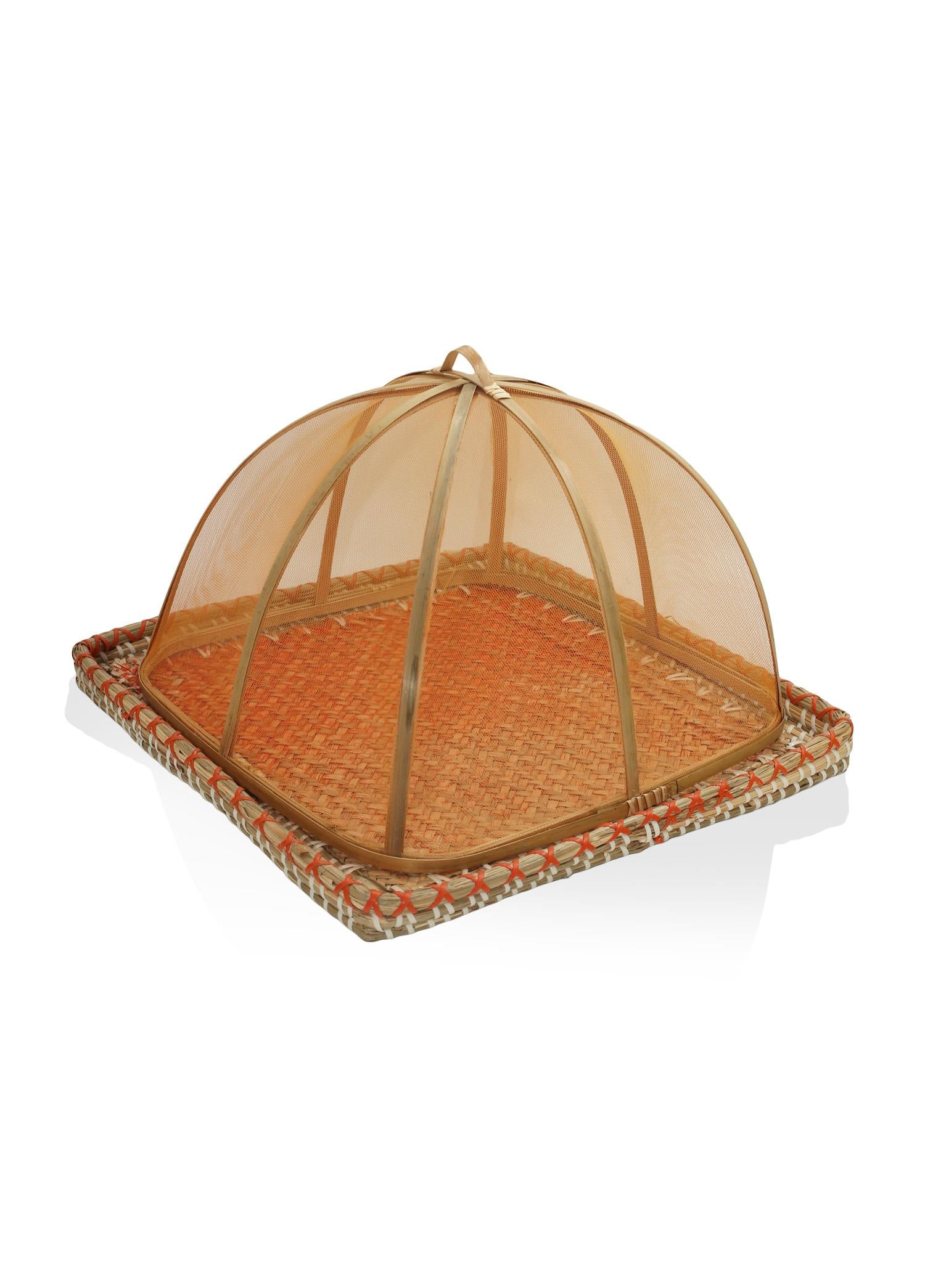 Transparent Bamboo Wicker Tray 38x38x24 cm