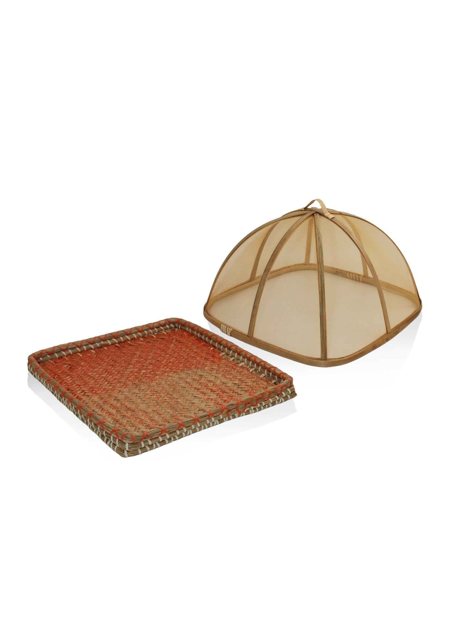 Transparent Bamboo Wicker Tray 32x32x18 cm - Exporgin - Global Shopping Site