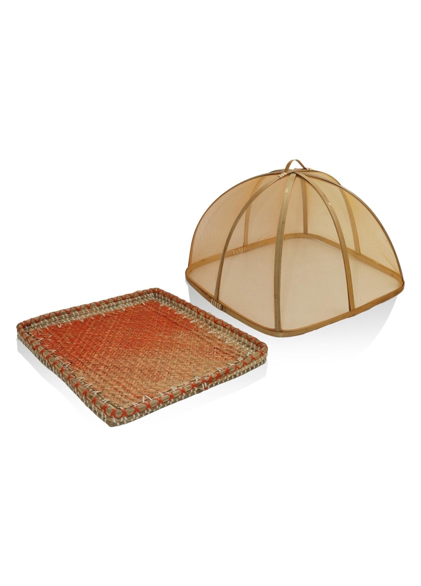 Transparent Bamboo Wicker Tray 38x38x24 cm - Exporgin - Global Shopping Site