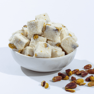 Turkish Delight Double Sultan with Pistachio Covered Coconut 200g (7.05 oz) / 320g (11.29 oz) - Exporgin | Türkiye Comes to You