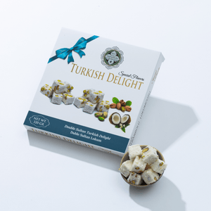 Turkish Delight Double Sultan with Pistachio Covered Coconut 200g (7.05 oz) / 320g (11.29 oz) - Exporgin | Türkiye Comes to You