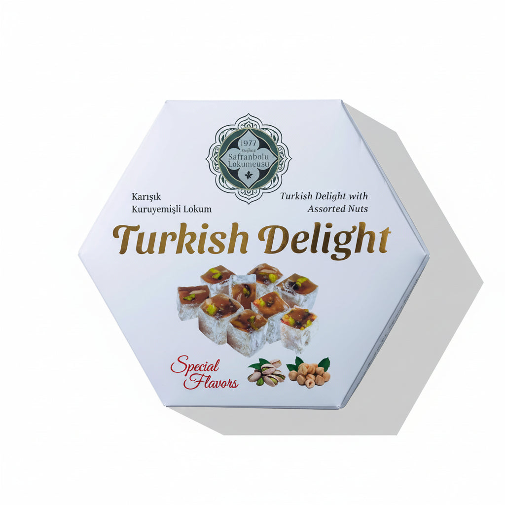 Turkish Delight with Assorted Nuts 200g (7.05 oz) - Exporgin | Türkiye Comes to You