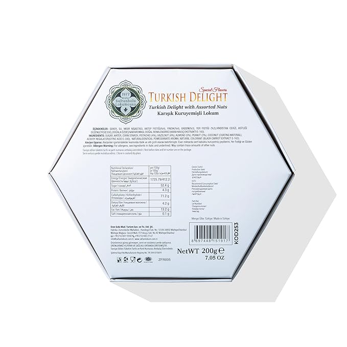 Turkish Delight with Assorted Nuts 200g (7.05 oz) - Exporgin | Türkiye Comes to You