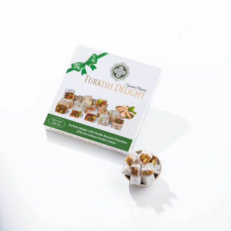 Turkish Delight with Double Roasted Pistachios – 160g (5.64 oz) / 200g (7.05 oz)/ 320g (11.29 oz) - Exporgin | Türkiye Comes to You