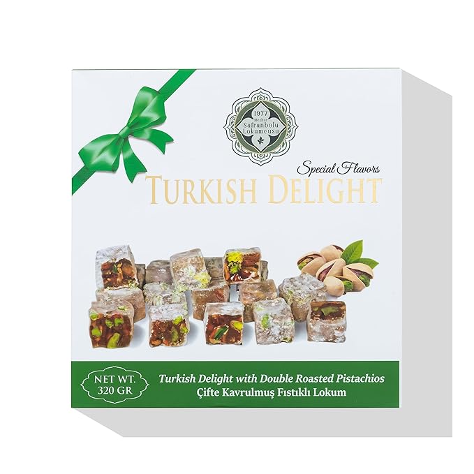 Turkish Delight with Double Roasted Pistachios – 160g (5.64 oz) / 200g (7.05 oz)/ 320g (11.29 oz) - Exporgin | Türkiye Comes to You