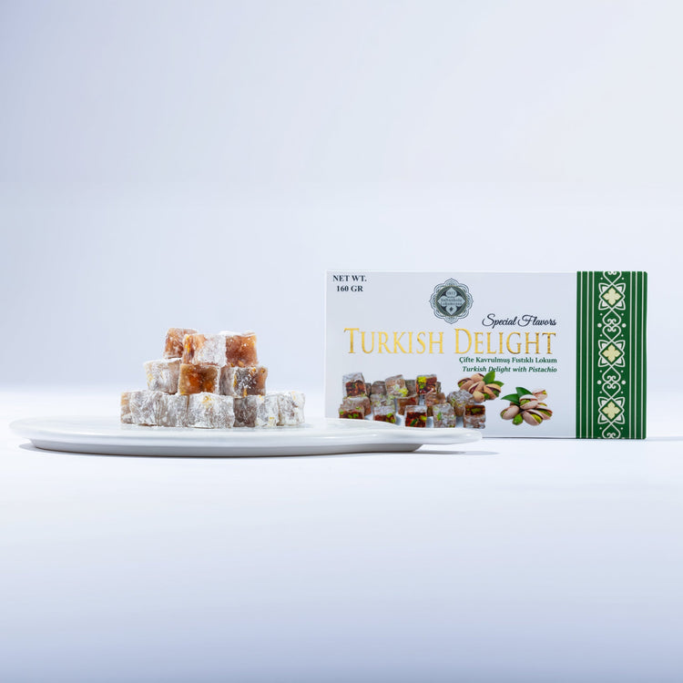 Turkish Delight with Double Roasted Pistachios – 160g (5.64 oz) / 200g (7.05 oz)/ 320g (11.29 oz) - Exporgin | Türkiye Comes to You