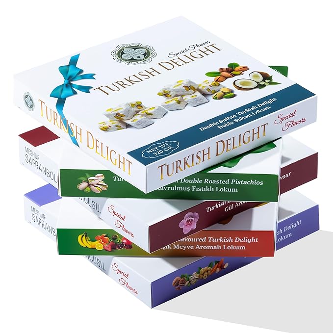Turkish Delight with Rose Flavoured 320g (11.29 oz) - Exporgin | Türkiye Comes to You