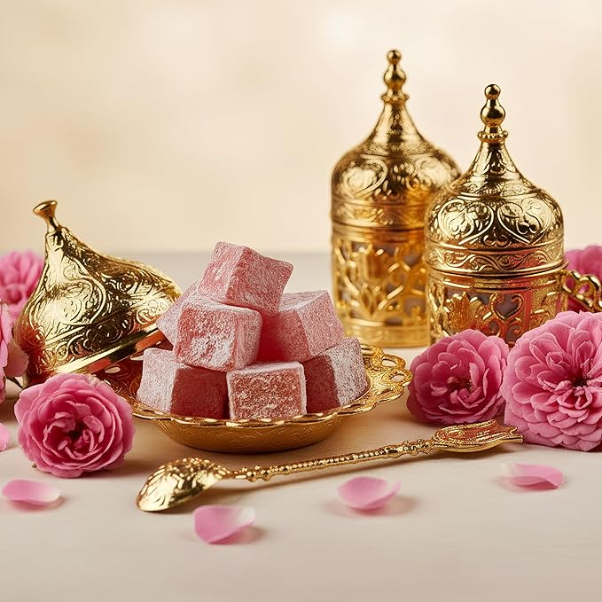 Turkish Delight with Rose Flavoured 320g (11.29 oz) - Exporgin | Türkiye Comes to You
