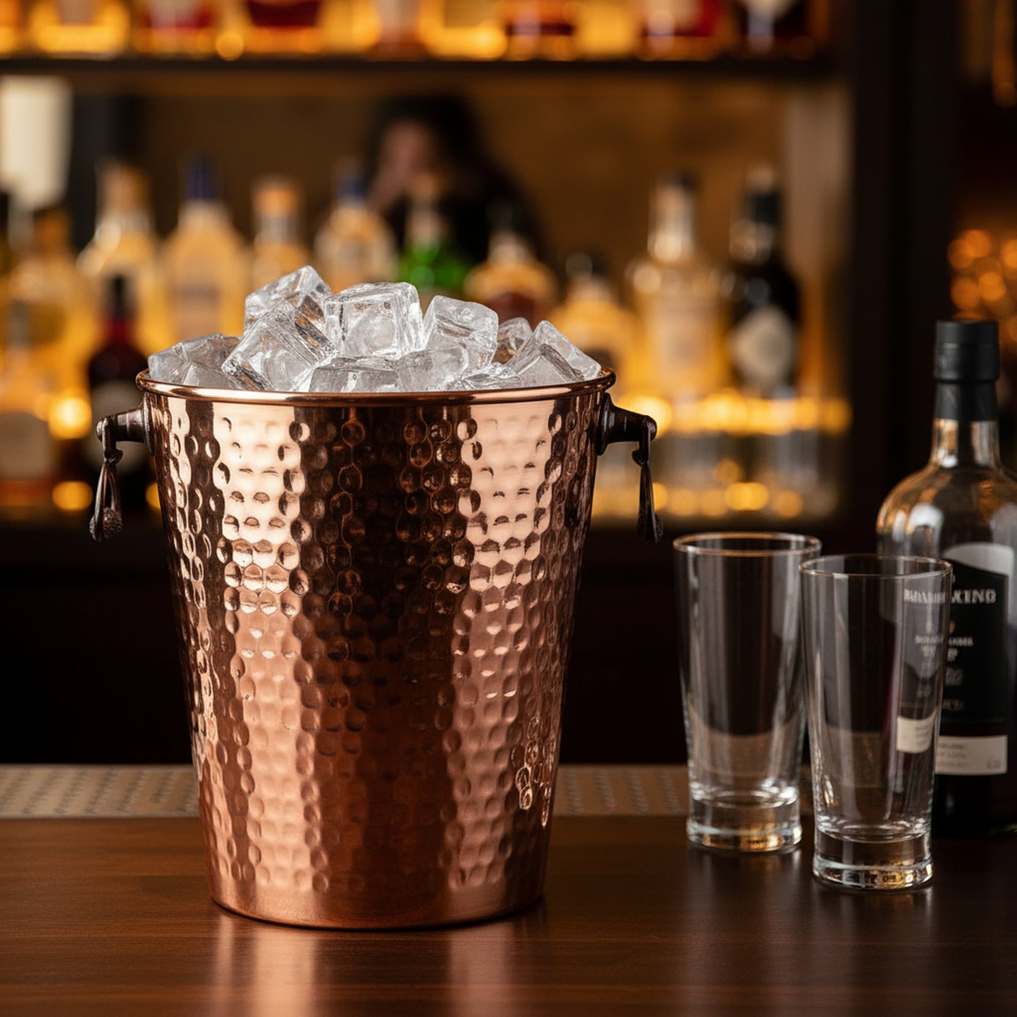 Turna Bakır – Hand - Hammered Copper Ice Bucket – Turkish Artisan Barware – 15 cm - Exporgin | Türkiye Comes to You