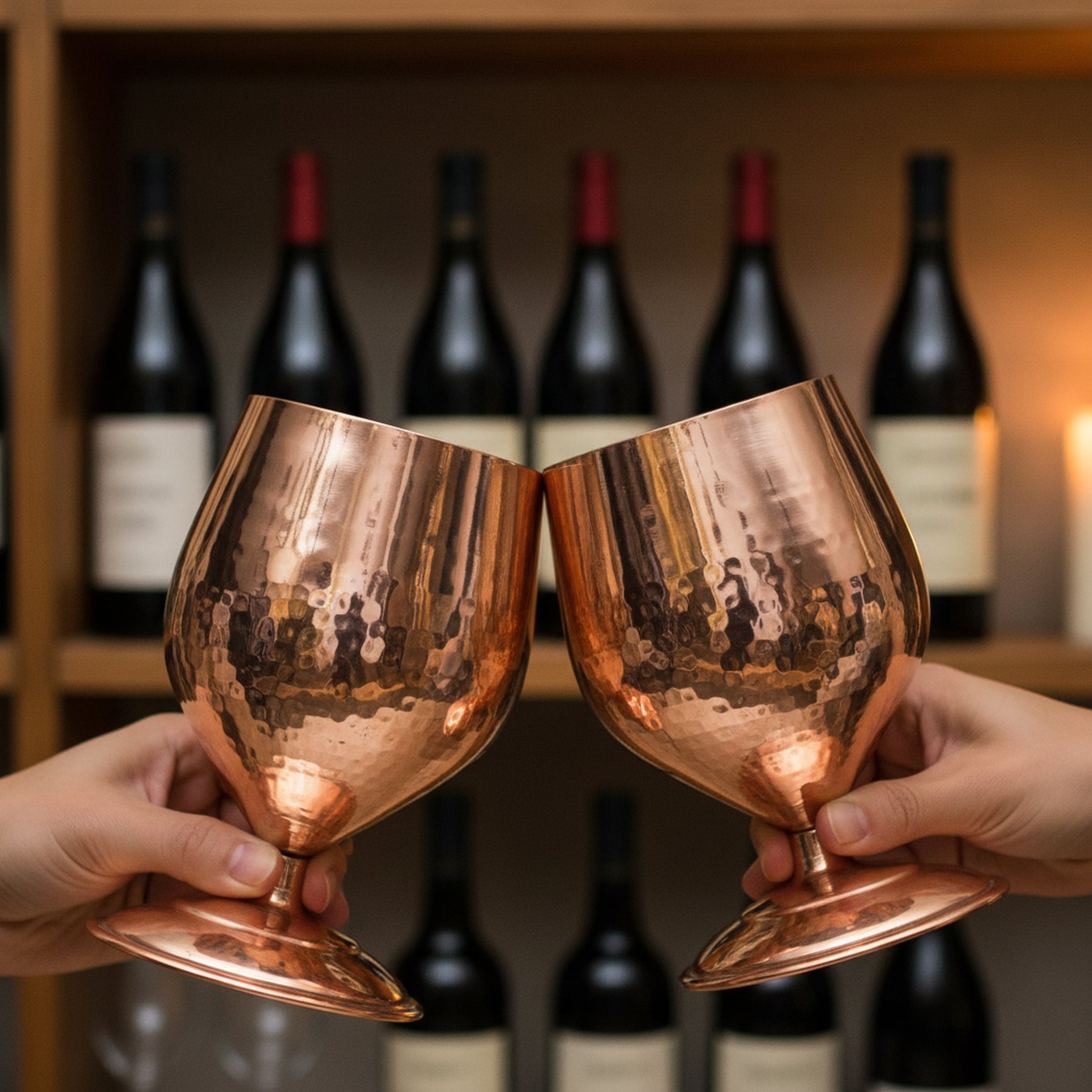 Turna Bakır – Hand - Hammered Copper Merlot Wine Glass – 100% Handmade & Elegant – 500 ml - Exporgin | Türkiye Comes to You